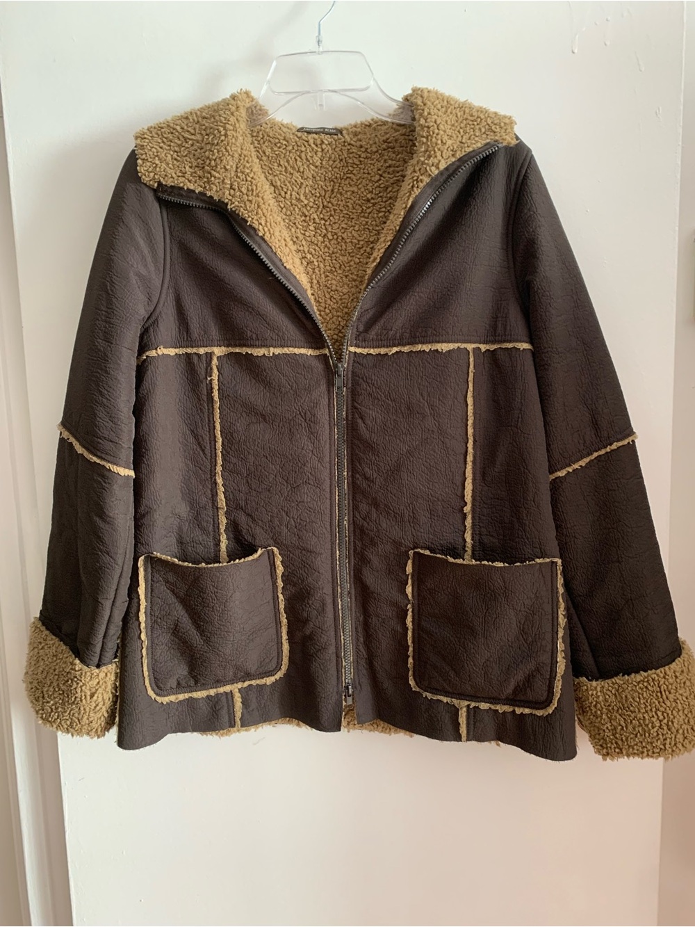 Jacques Ruc , Women’s Brown Faux Shearling Zip Jacket